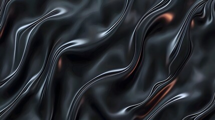 Obraz premium Elegant Black Fabric Texture with Flowing Wavy Patterns and Shine