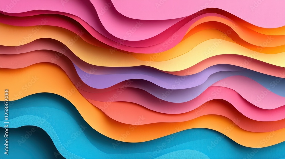 Poster colorful gradient waves abstract art background with layered effect