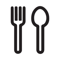 Fork and Spoon Icon Simple Restaurant Food Utensil