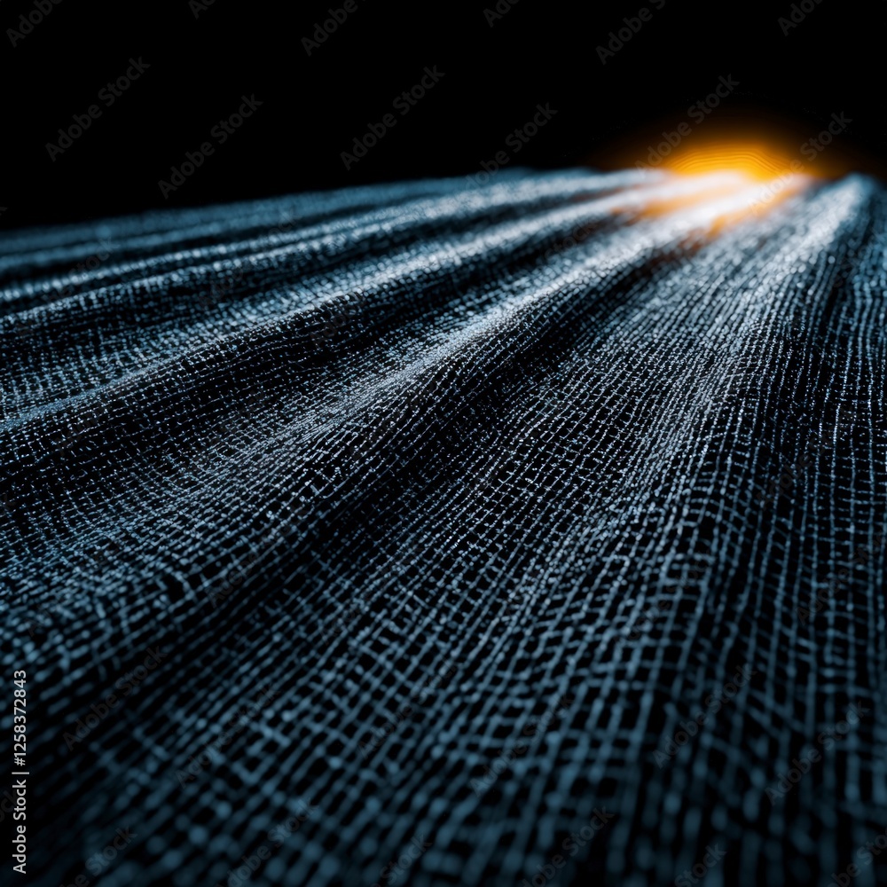 Aufkleber abstract dark blue grid background with orange light and particle texture