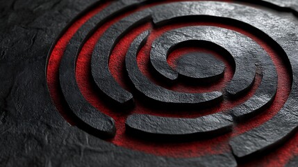 Abstract Spiral Design In Dark Grey And Red