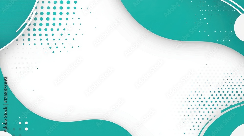 Poster contemporary teal abstract layout with dot matrix pattern backdrop