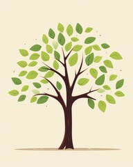 Simple Tree Illustration with Green Leaves Symbolizing Growth Nature and Environmental Awareness Design