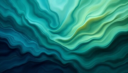 Obraz premium Abstract Fluid Art with Teal and Green Swirling Waves