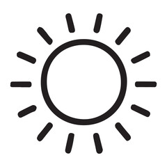 Simple Sun Icon Black Outline Graphic Design