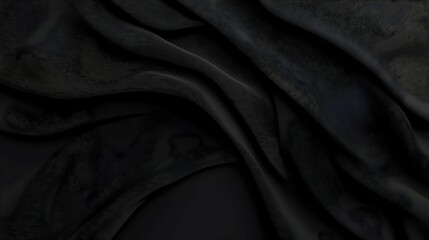 Fototapeta premium Black Fabric Texture With Rippled Drape