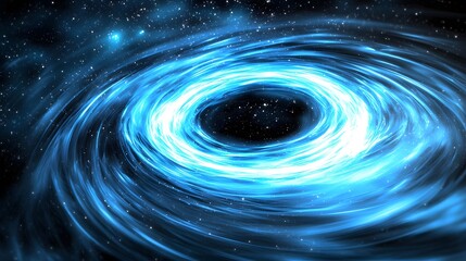Mystic Blue Swirling Galaxy with Stars and Dark Center