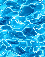 Abstract blue water surface with sun glare reflections. Backdrop for summer, swimming or relaxation