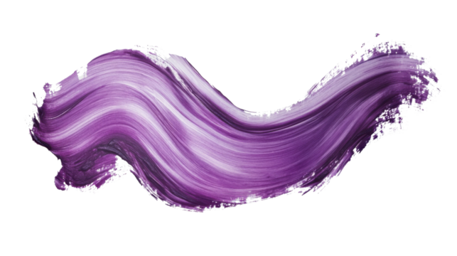 Purple paint brush stroke creating a wavy pattern on transparent background