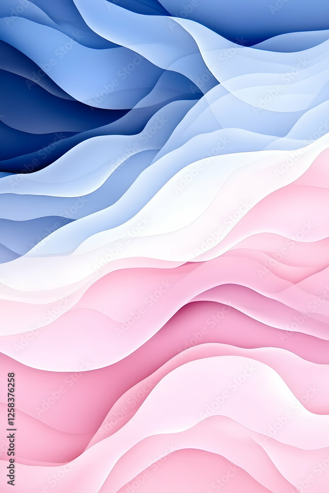 Poster abstract layers of shapes create waves with cool & warm colors. background art for graphic design