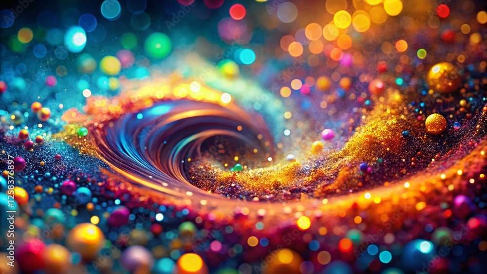 Poster abstract particle background: microscopic dust and light specks macro photography