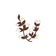 Willow branch with cats isolated on a white background, vector clipart