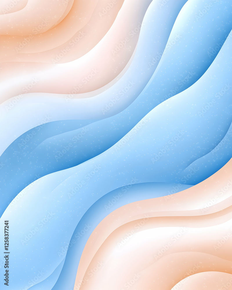 Poster abstract wavy layers in orange and blue creating depth and flow. use for background images