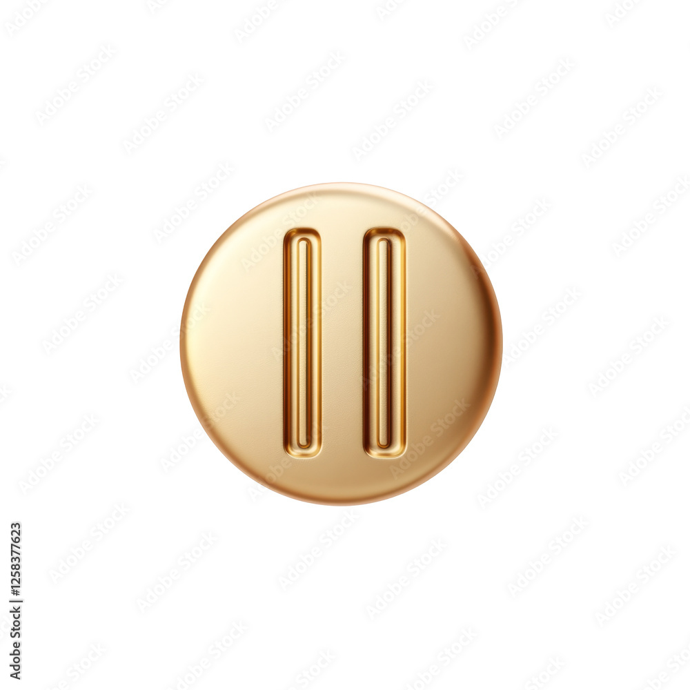 Aufkleber golden pause button with metallic finish and elegant design for media control devices