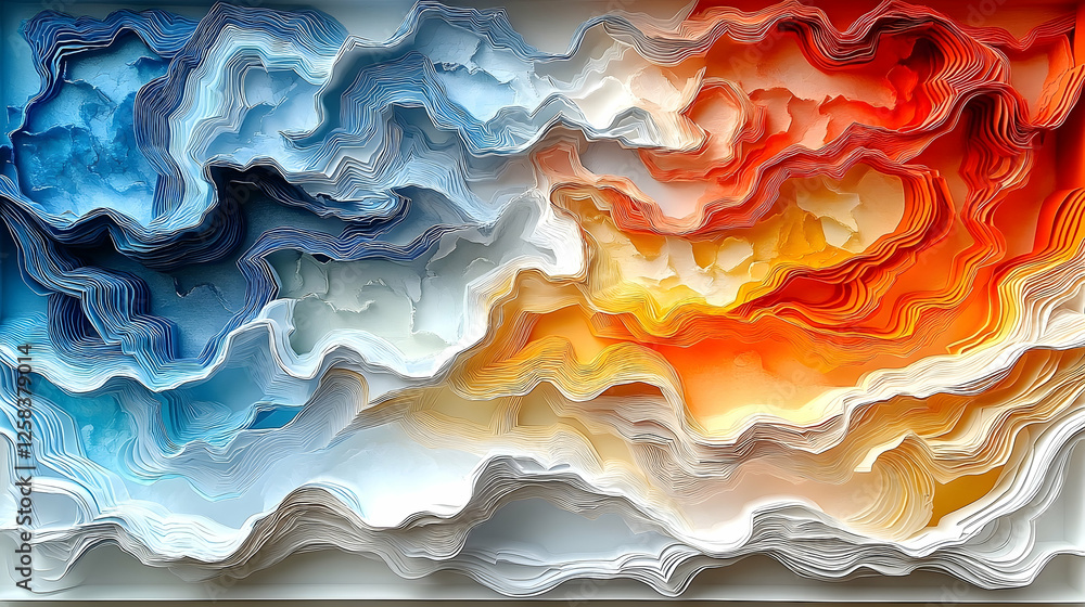 Poster abstract layered paper art, vibrant colors, textured design. possible use background image for desig