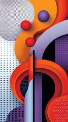 Abstract Geometric Art with Vibrant Orange Purple and Red Shapes