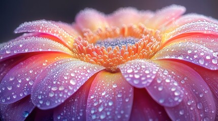 Fototapeta premium Dew-kissed gerbera close-up, vibrant colors