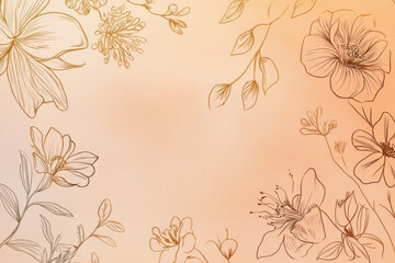 Abstract hand-drawn floral doodles in gold ink, set on a soft peach background, creating a personal, heartfelt design with delicate touches of artistry.