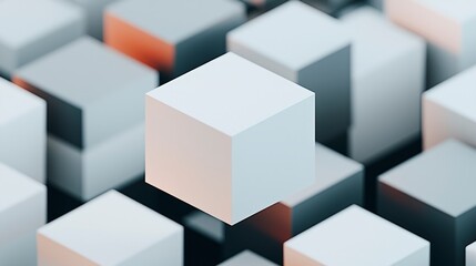 Obraz premium Abstract Geometric Composition of White and Grey Cubes