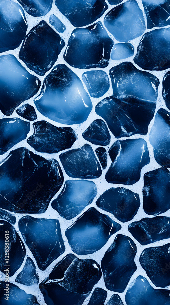 Poster blue smooth stones texture background in pattern and design of a wall and floor