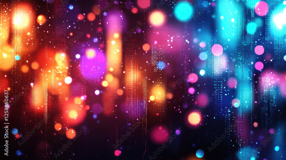 Poster vibrant abstract background with colorful bokeh lights and patterns