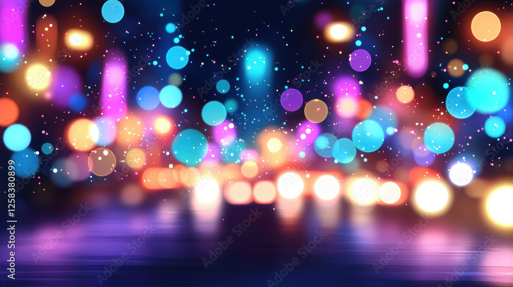 Poster vibrant abstract background with colorful bokeh lights and reflections