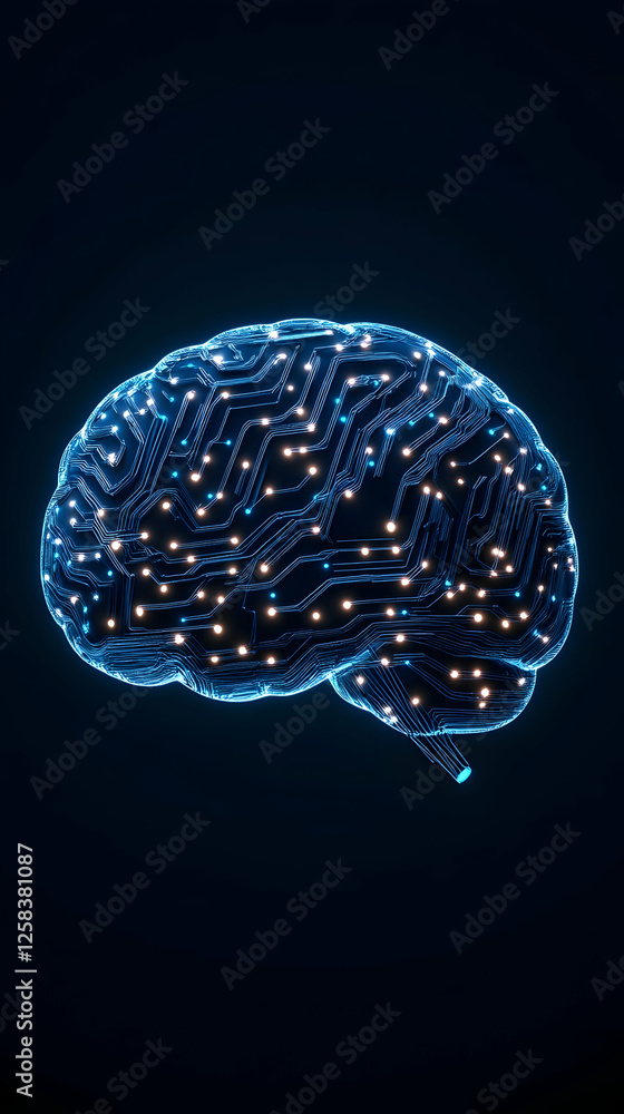 Poster brain circuit design symbolizing connection. neuron impulses in the background. ai technology concep