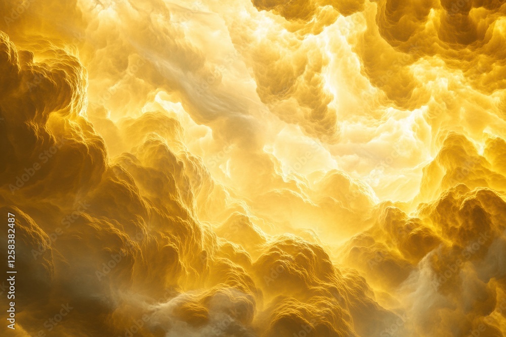 Poster Swirling yellow and gray clouds create an ethereal atmosphere on Venus under glowing sunlight. Generative AI