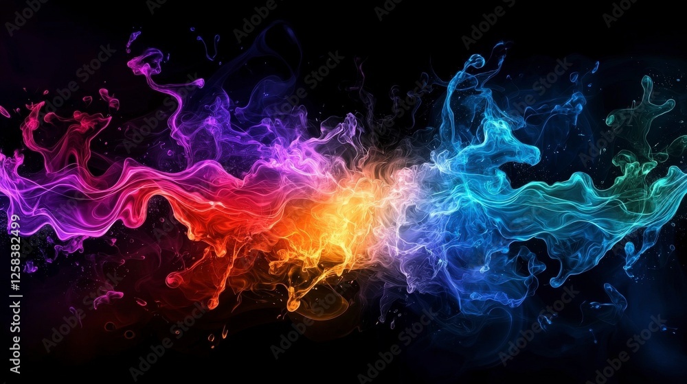 Poster vibrant sound waves illustrating abstract motion in a colorful digital artwork environment