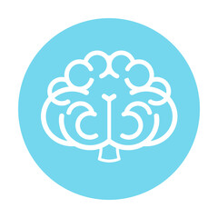 Vector illustration of brain logo on blue background demonstrating minimalist aesthetics and thinking, intelligence