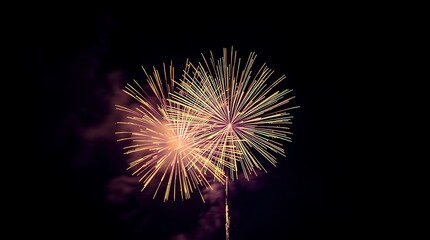 Vintage Gold and Green Fireworks Display with Elegant Sparkles