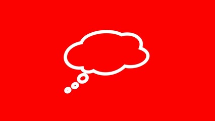 Glowing text message white color icon animation on red background. Representing text or communication concept animation.