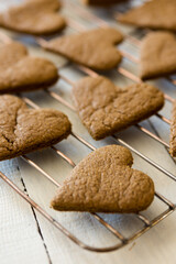 heart cookies on a cooling rack