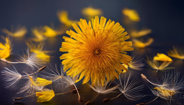 gelbe blute und samen einer pusteblume