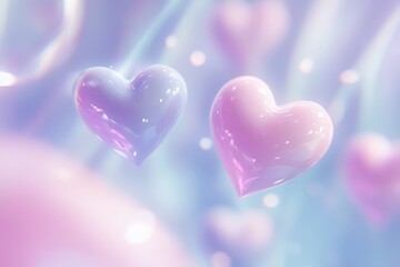 Fototapeta premium Pastel Pink and Blue 3D Hearts Background