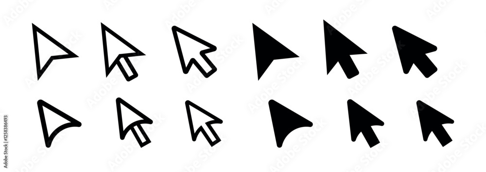 Poster mouse pointer icon set, cursor symbol for computer, mobile app, animation and ui design. mouse point