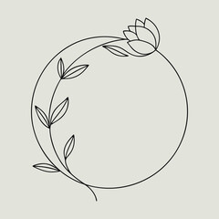 a single-line floral outline that forms a perfect circle