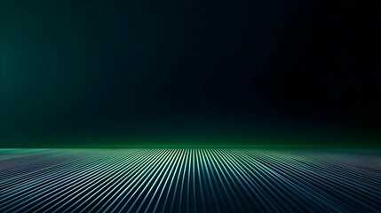 Abstract Dark Green Digital Background with Glowing Lines