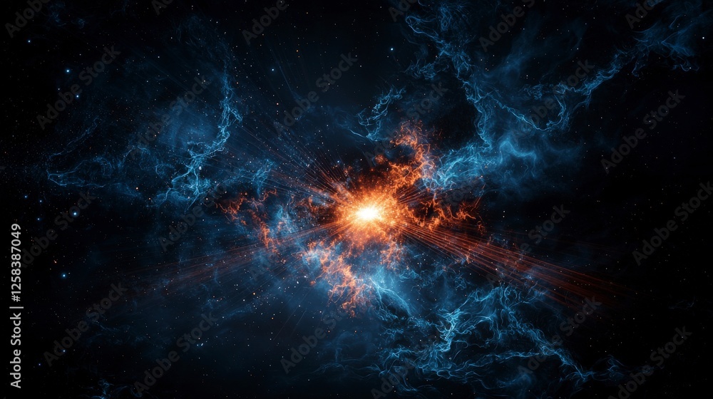 Poster galactic explosion of light and energy outer space astrophotography cosmic environment wide viewpoin