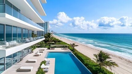 Obraz premium Luxury Oceanfront Condo with Infinity Pool and Breathtaking Beach Views