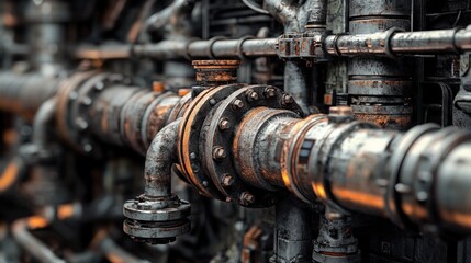Industrial Pipes: A Close-Up of Rusty Metalwork