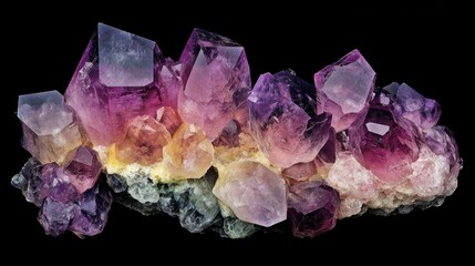 Colorful Crystal Cluster on Dark Background