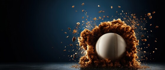 Football and cricket ball exploding in the air with dynamic motion and impact concept for social media design