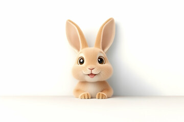 Obraz premium Cute bunny peeking, background is white, for greeting card, holiday or pet shop design