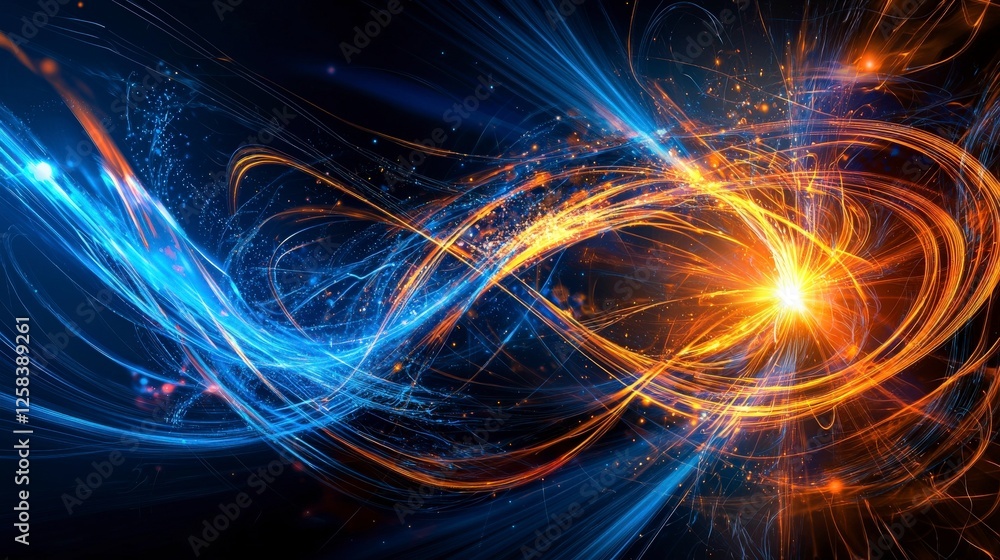 Aufkleber dynamic radiating light lines in abstract art digital space vivid colors energetic environment artis