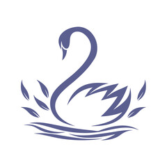 Fototapeta premium a swan with a body shaped by soft, curved leaves