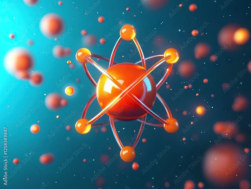 Poster exploring atomic structure science event laboratory environment digital art viewpoint conceptual vis