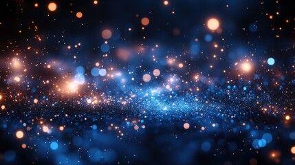 Fototapeta premium Scattered dots and lines on dark background with copy space for design. Ideal for modern banner templates, abstract dark patterned wallpaper, simple geometric dark background.