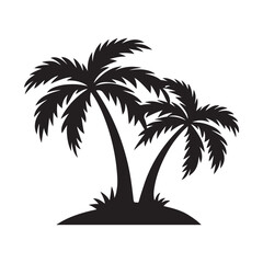 Palm silhouette tree vector. Coconut Palm tree icon. Palm tree isolated On white background. Palm tree vector suitable for Posters, Banners and Promotional items.