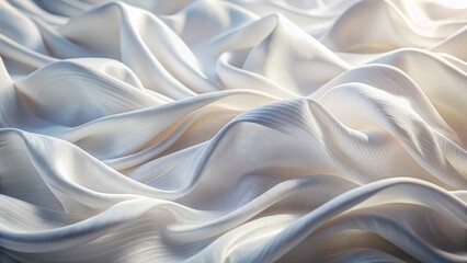 Obraz premium Abstract White Fabric Texture: Soft Waves, Macro Photography